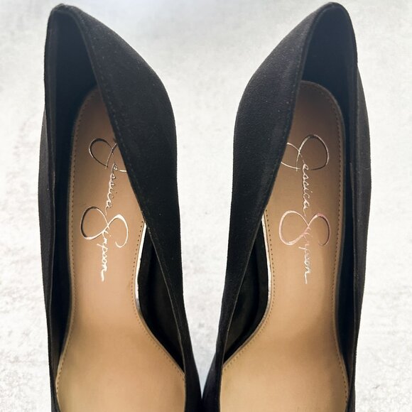 JESSICA SIMPSON Analista Platform Pump, Black Faux Suede with Silver Platform - Picture 3 of 15